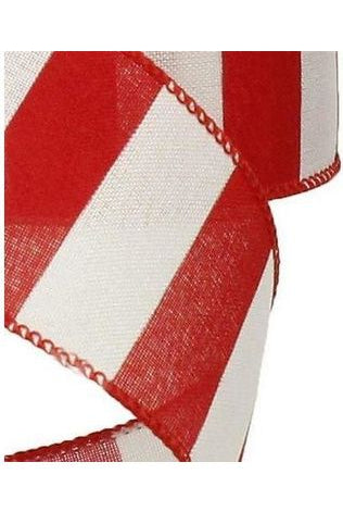 2.5" Royal Canvas Wide Stripe Ribbon: Red & White (10 Yards) - Michelle's aDOORable Creations - Wired Edge Ribbon