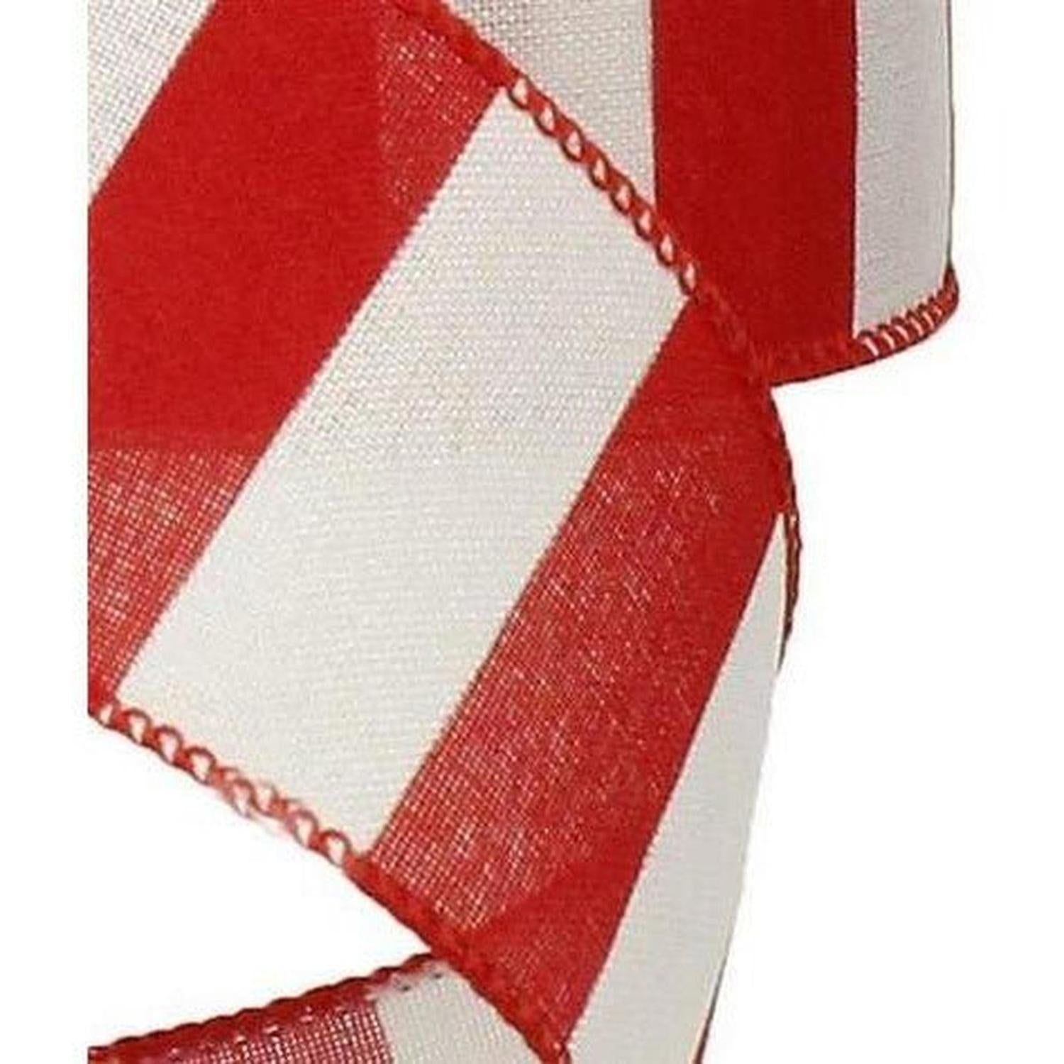 Shop For 2.5" Royal Canvas Wide Stripe Ribbon: Red & White (10 Yards) at Michelle's aDOORable Creations