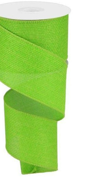 2.5" Royal Faux Burlap Ribbon: Lime Green (10 Yards) - Michelle's aDOORable Creations - Wired Edge Ribbon