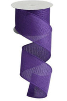 2.5" Royal Faux Burlap Ribbon: Purple (10 Yards) - Michelle's aDOORable Creations - Wired Edge Ribbon