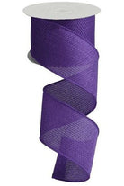 2.5" Royal Faux Burlap Ribbon: Purple (10 Yards) - Michelle's aDOORable Creations - Wired Edge Ribbon