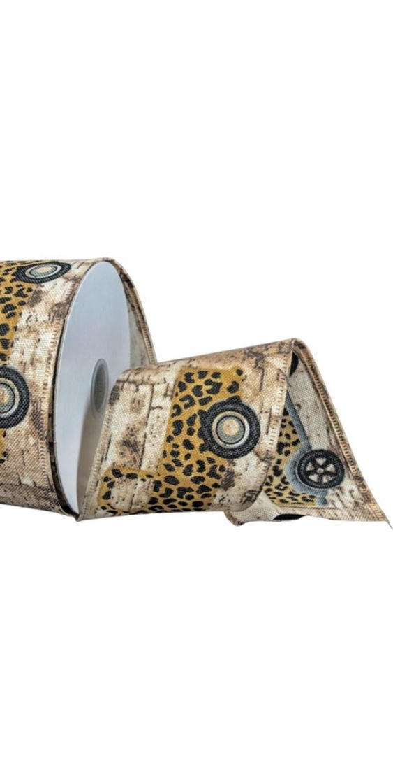 2.5" Rustic Leopard Truck Ribbon (10 Yards) - Michelle's aDOORable Creations - Wired Edge Ribbon