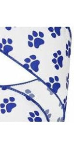 2.5" Satin Paw Print Ribbon: Blue & White (10 Yards) - Michelle's aDOORable Creations - Wired Edge Ribbon