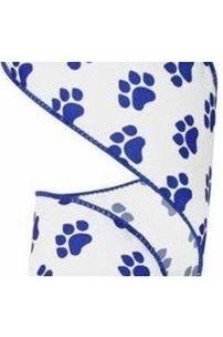 Shop For 2.5" Satin Paw Print Ribbon: Blue & White (10 Yards) at Michelle's aDOORable Creations