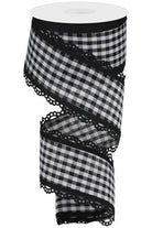 Shop For 2.5" Scalloped Edge Gingham Ribbon: Black (10 Yard) at Michelle's aDOORable Creations