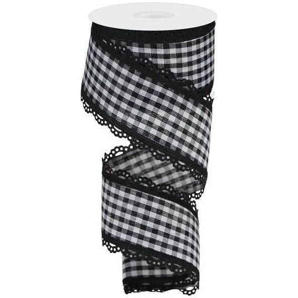 Shop For 2.5" Scalloped Edge Gingham Ribbon: Black (10 Yard) at Michelle's aDOORable Creations