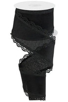 2.5" Scalloped Edge Ribbon: Black (10 Yard) - Michelle's aDOORable Creations - Wired Edge Ribbon
