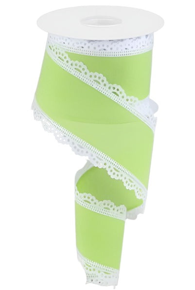 2.5" Scalloped Edge Ribbon: Lime Green (10 Yard) - Michelle's aDOORable Creations - Wired Edge Ribbon