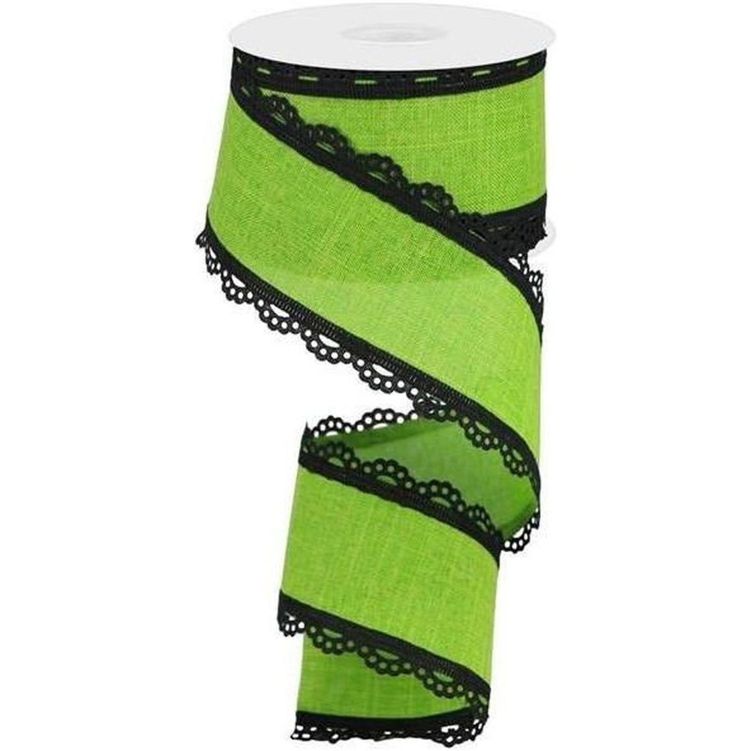 2.5" Scalloped Edge Ribbon: Green (10 Yards)