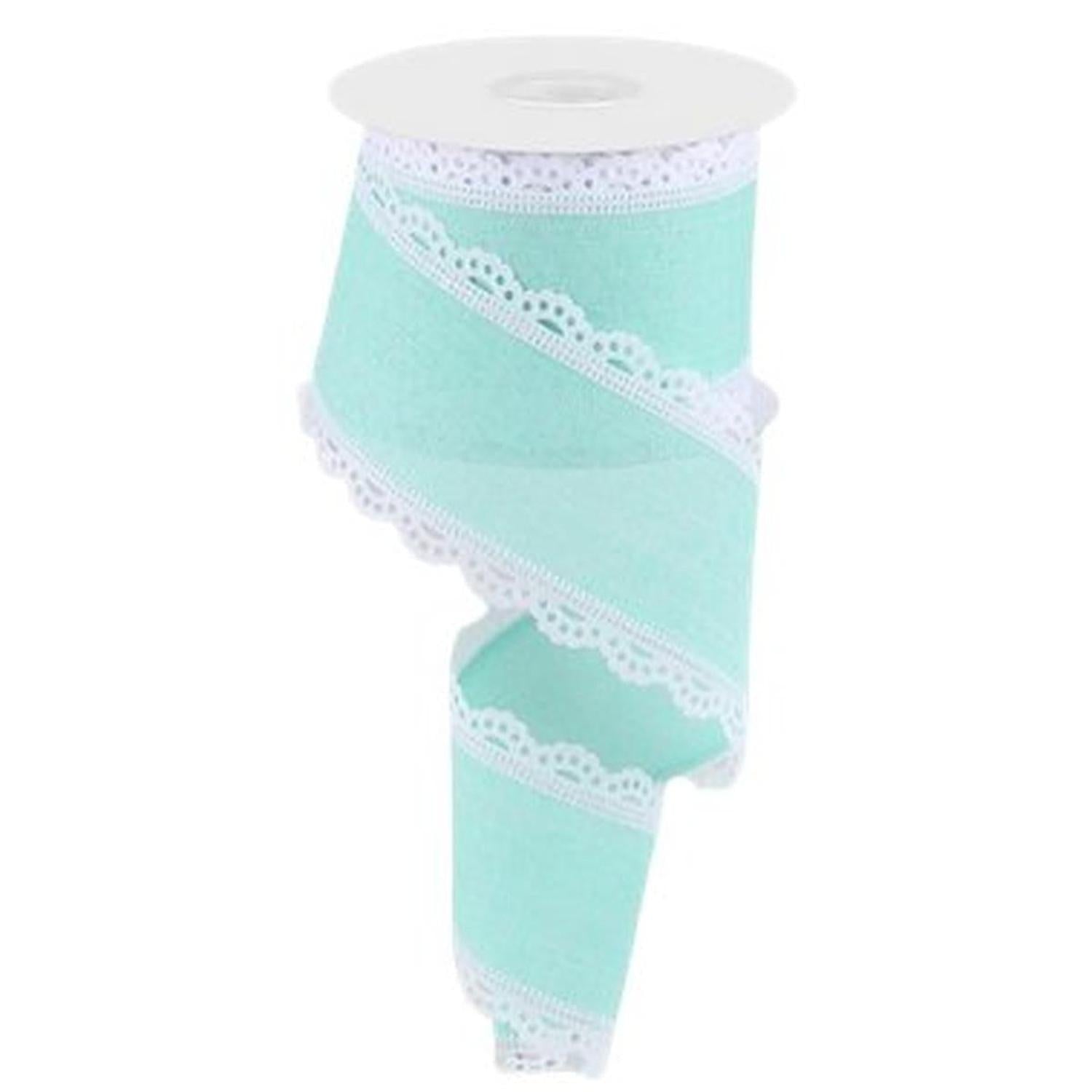 2.5" Scalloped Edge Ribbon: Mint Green (10 Yard)