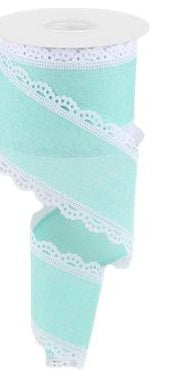2.5" Scalloped Edge Ribbon: Mint Green (10 Yard) - Michelle's aDOORable Creations - Wired Edge Ribbon