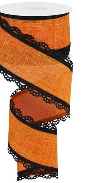 2.5" Scalloped Edge Ribbon: Orange (10 Yard) - Michelle's aDOORable Creations - Wired Edge Ribbon
