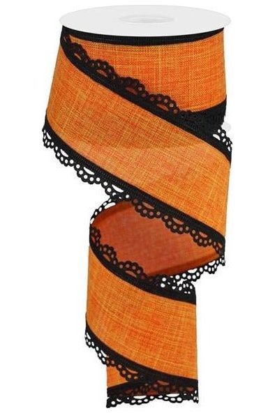 2.5" Scalloped Edge Ribbon: Orange (10 Yard) - Michelle's aDOORable Creations - Wired Edge Ribbon