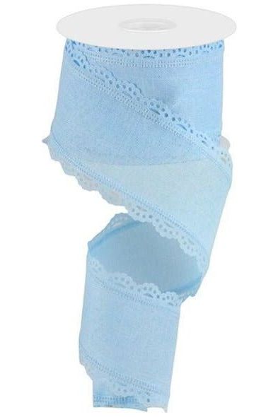 2.5" Scalloped Edge Ribbon: Pale Blue (10 Yard) - Michelle's aDOORable Creations - Wired Edge Ribbon