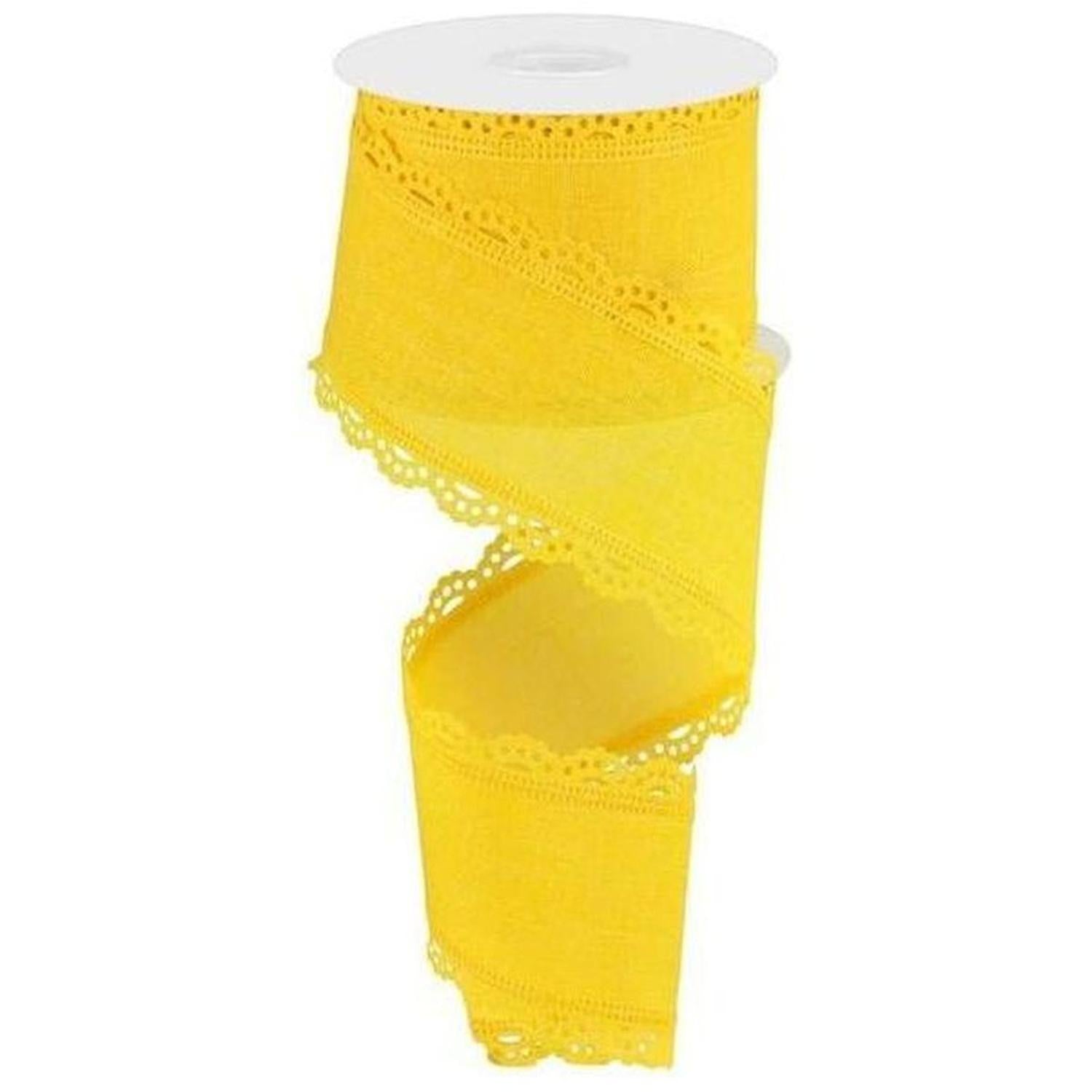 2.5" Scalloped Edge Ribbon: Sun Yellow