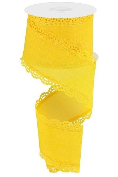 2.5" Scalloped Edge Ribbon: Sun Yellow - Michelle's aDOORable Creations - Wired Edge Ribbon