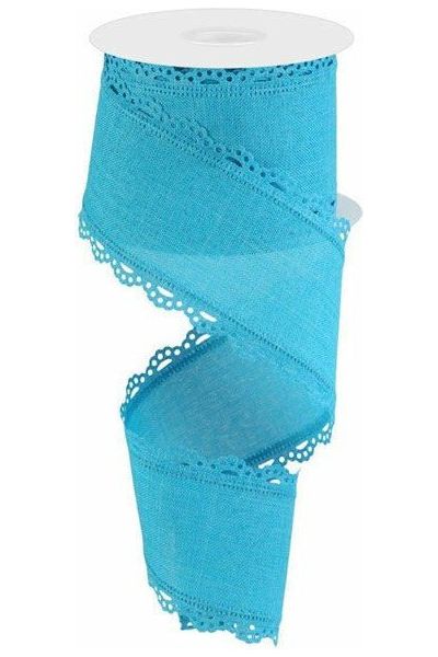 2.5" Scalloped Edge Ribbon: Turquoise (10 Yard) - Michelle's aDOORable Creations - Wired Edge Ribbon