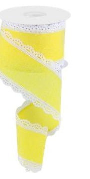 2.5" Scalloped Edge Ribbon: Yellow (10 Yard) - Michelle's aDOORable Creations - Wired Edge Ribbon