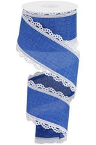 2.5" Scalloped Edge Royal Ribbon: Royal Blue (10 Yard) - Michelle's aDOORable Creations - Wired Edge Ribbon