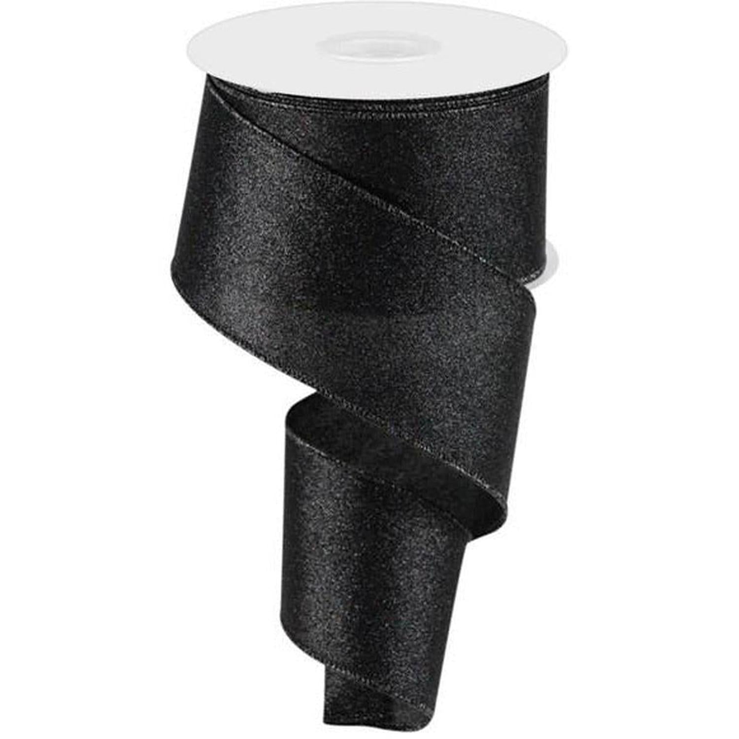 2.5" Shimmer Glitter Ribbon: Black (10 Yards)