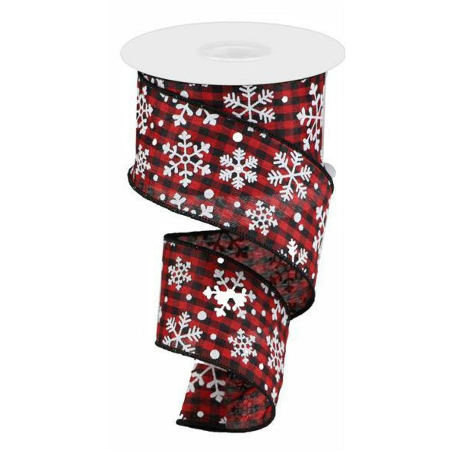 Shop For 2.5" Snowflake Ribbon: Black & Red (10 Yards) at Michelle's aDOORable Creations