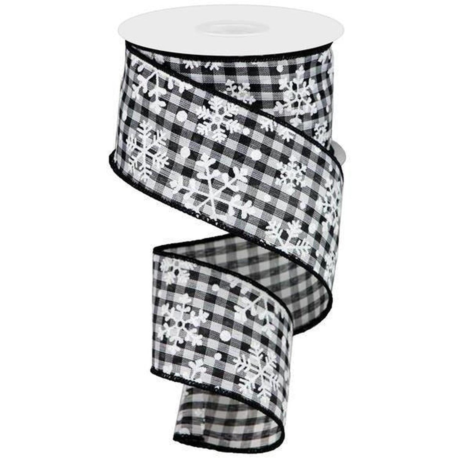 Shop For 2.5" Snowflake Ribbon: Black & White (10 Yards) at Michelle's aDOORable Creations