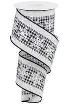 2.5" Snowflakes Check Ribbon: White (10 Yards) - Michelle's aDOORable Creations - Wired Edge Ribbon