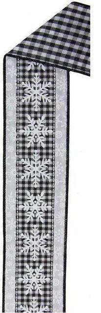 Shop For 2.5" Snowflakes on Check Ribbon: White (10 Yards) at Michelle's aDOORable Creations