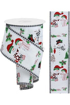 2.5" Snowman Ornaments Gingham Ribbon: White (10 Yards) - Michelle's aDOORable Creations - Wired Edge Ribbon