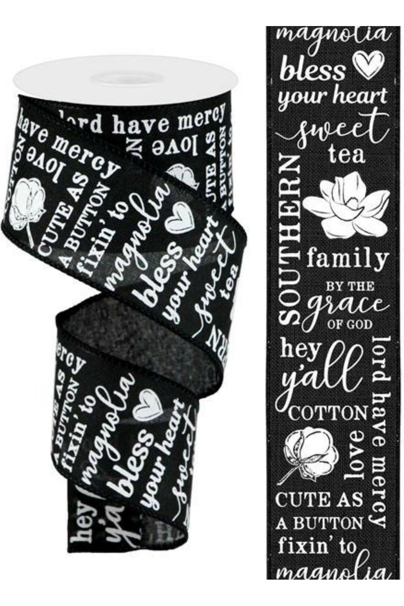 2.5" Southern Charm Royal Ribbon: Black & White (10 Yards) - Michelle's aDOORable Creations - Wired Edge Ribbon