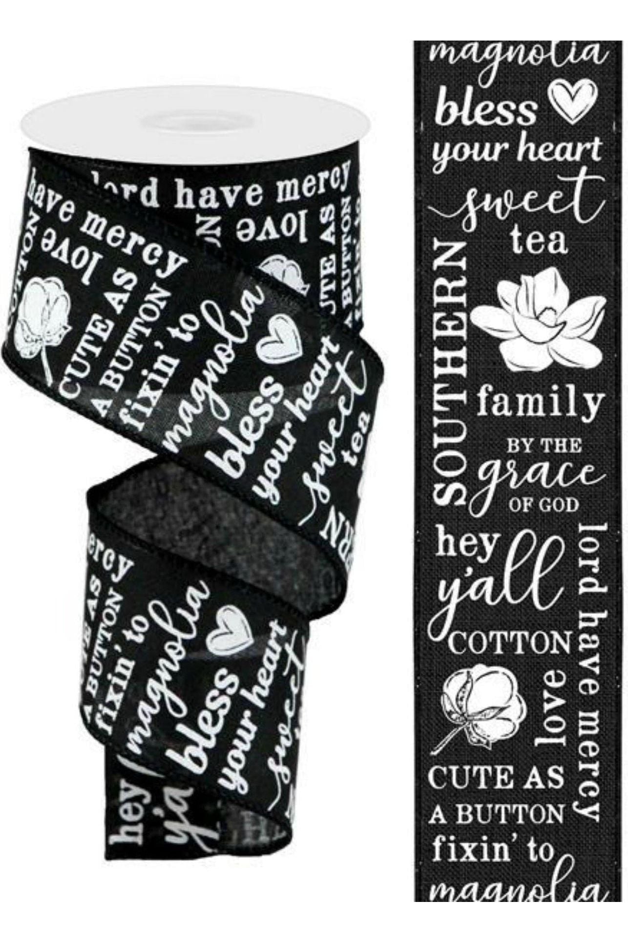 Shop For 2.5" Southern Charm Royal Ribbon: Black & White (10 Yards) at Michelle's aDOORable Creations