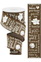 2.5" Southern Charm Royal Ribbon: Brown & White (10 Yards) - Michelle's aDOORable Creations - Wired Edge Ribbon