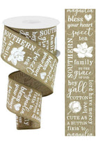 2.5" Southern Charm Royal Ribbon: Light Beige & White (10 Yards) - Michelle's aDOORable Creations - Wired Edge Ribbon