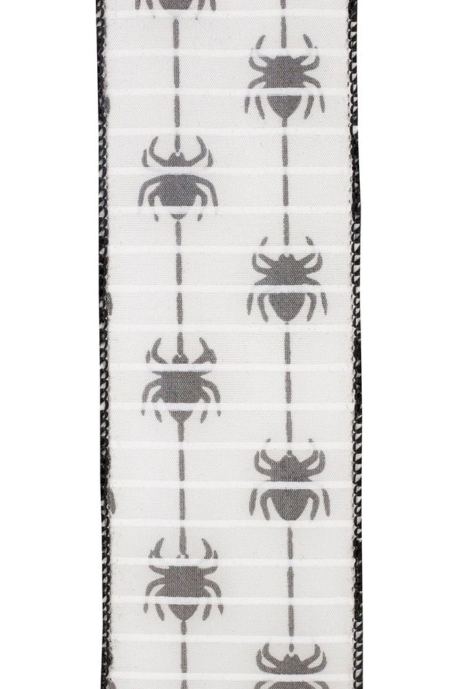 2.5" Spider Crawlers Ribbon: White (10 Yards) - Michelle's aDOORable Creations - Wired Edge Ribbon