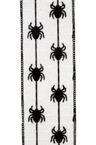 2.5" Spider Crawlers Ribbon: White (10 Yards) - Michelle's aDOORable Creations - Wired Edge Ribbon