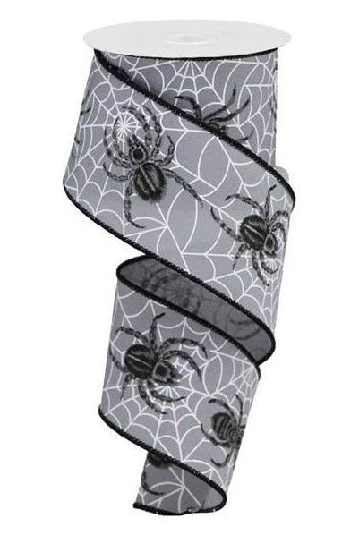 Shop For 2.5" Spider On Web Ribbon: Grey (10 Yards) RGB127910