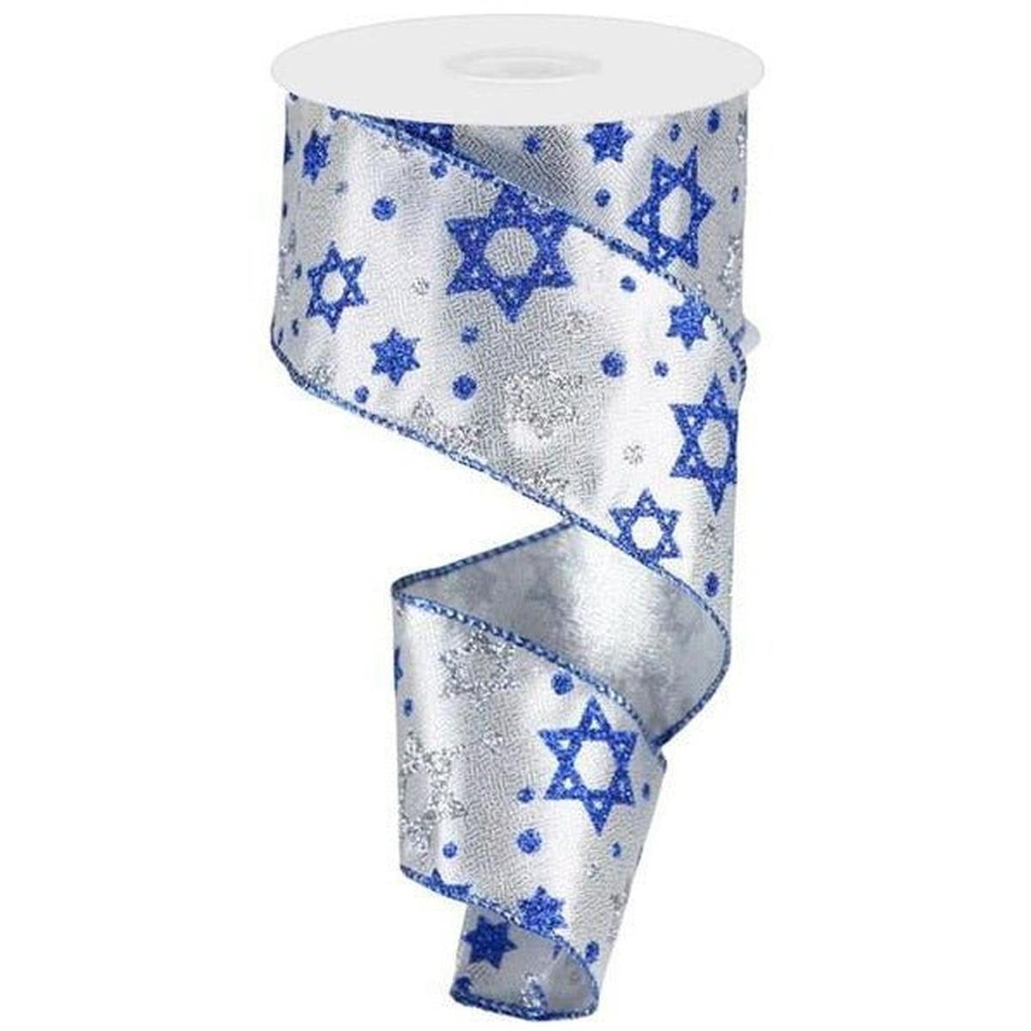 2.5" Star of David Metallic Ribbon: Silver (10 Yards)