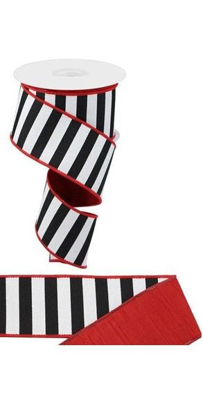 2.5" Striped Dupioni Fused Back Ribbon: Red (10 Yards) - Michelle's aDOORable Creations - Wired Edge Ribbon