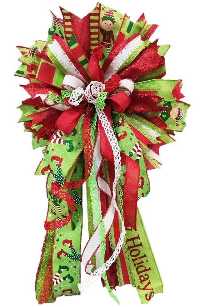 2.5" Striped Edge Metallic Ribbon: Red/Lime Green (10 Yards) - Michelle's aDOORable Creations - Wired Edge Ribbon