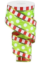 Shop For 2.5" Striped Edge Polka Dot Ribbon: Red, Green & White (10 Yards) RG87814M