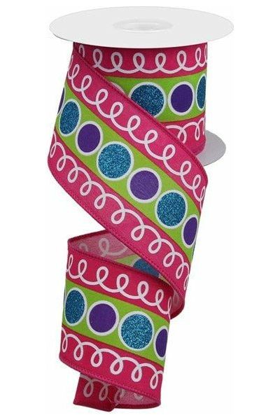 Shop For 2.5" Striped Glitter Circle Loops Ribbon: Pink (10 Yards) at Michelle's aDOORable Creations