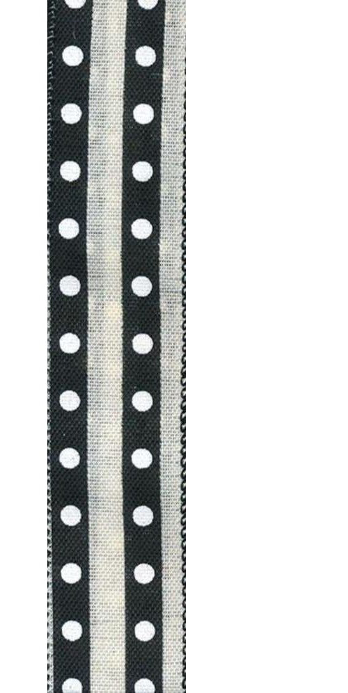 2.5" Studded Stripes Ribbon: Black (Yards) - Michelle's aDOORable Creations - Wired Edge Ribbon
