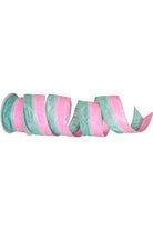 2.5" Sugar Candy Stripe Ribbon: Pink/Green (10 Yards) - Michelle's aDOORable Creations - Wired Edge Ribbon