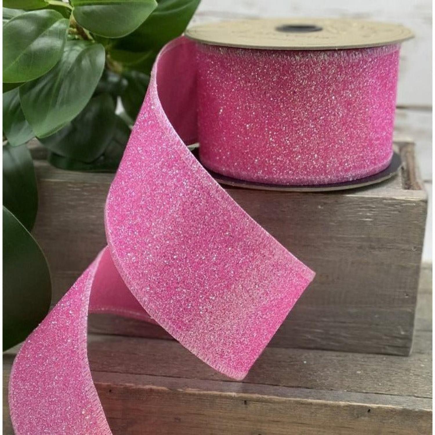 Shop For 2.5" Sugar Glitter Matrix Ribbon: Pink (10 Yards) at Michelle's aDOORable Creations