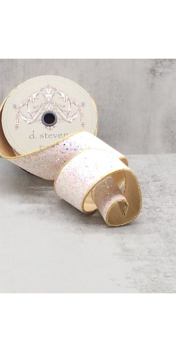 2.5" Sugar Plum Glitter Ribbon: Icy Iridescent (10 Yards) - Michelle's aDOORable Creations - Wired Edge Ribbon