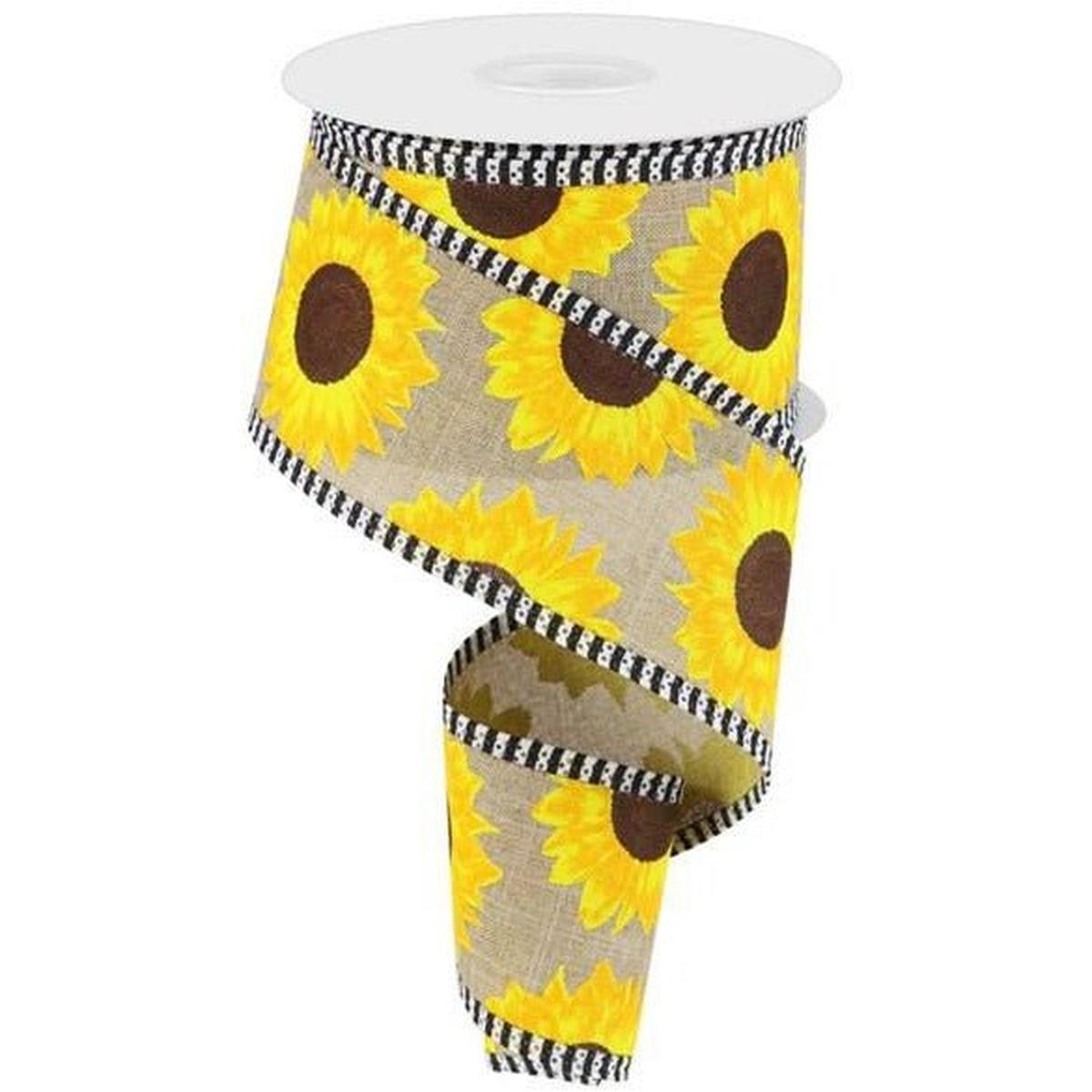 Shop For 2.5" Sunflower Thin Stripe Ribbon: Beige (10 Yards) at Michelle's aDOORable Creations