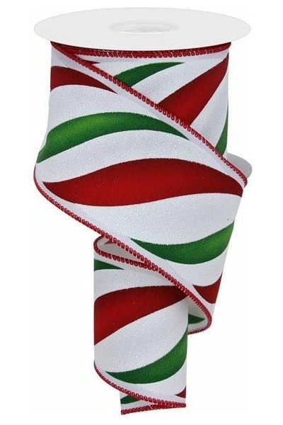 Shop For 2.5" Swirl Candy Stripe Ribbon: Red/Green (10 Yards) at Michelle's aDOORable Creations