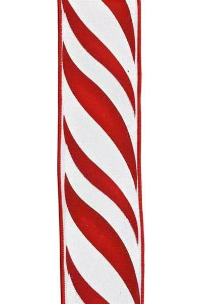 2.5" Swirl Candy Stripe Ribbon: Red/White (10 Yards) - Michelle's aDOORable Creations - Wired Edge Ribbon