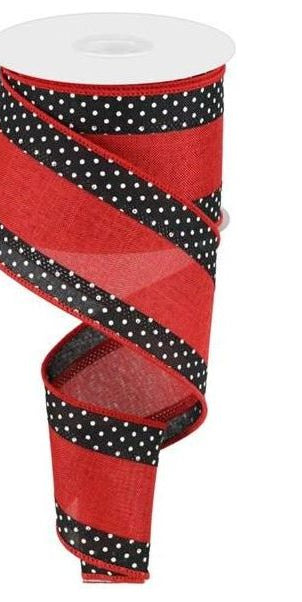 2.5" Swiss Dots Royal Ribbon: Red (10 Yards) - Michelle's aDOORable Creations - Wired Edge Ribbon