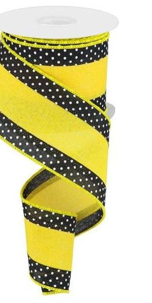 2.5" Swiss Dots Royal Ribbon: Sun Yellow (10 Yards) - Michelle's aDOORable Creations - Wired Edge Ribbon